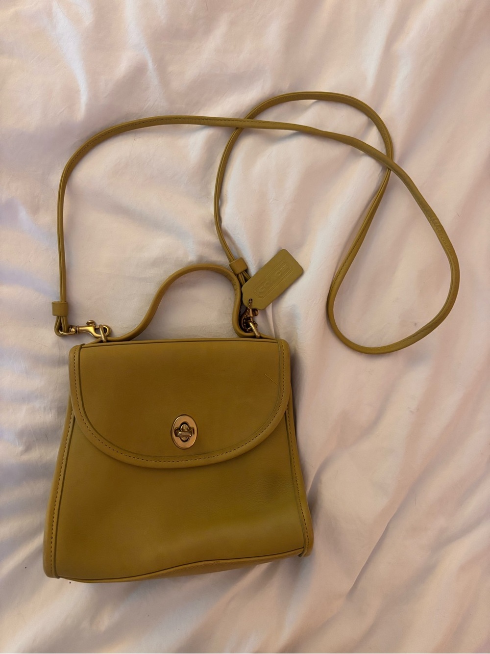 Coach Olive Green Leather Crossbody Satchel